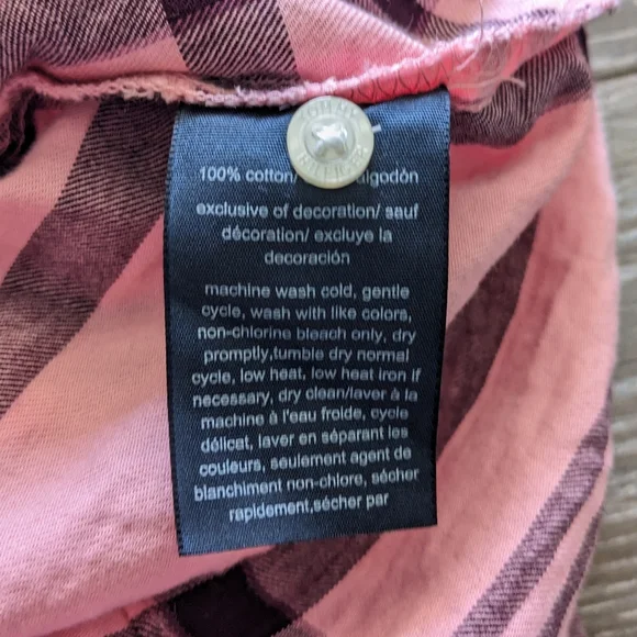 Tommy Hilfiger Women's Pink Plaid Flannel Long Sleeve Shirt Size Large - Picture 4 of 5